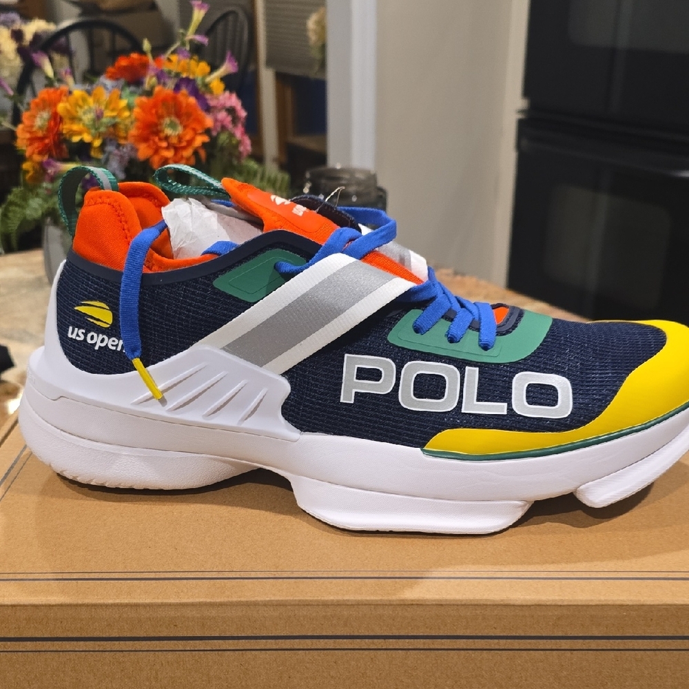 Polo by Ralph Lauren US Open Blue and Yellow Sneakers Size 11.5